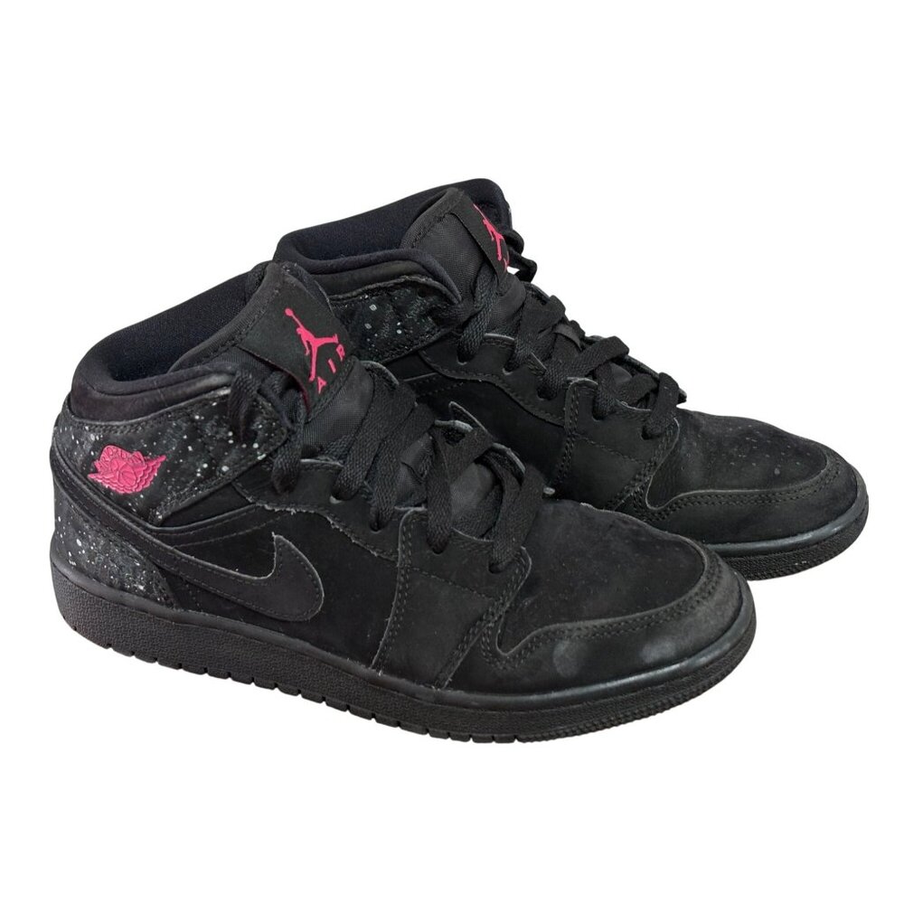 NIKE AIR JORDAN YOUTH BLACK PINK MID TOP SNEAKERS SIZE 5Y RETRO 555112-001